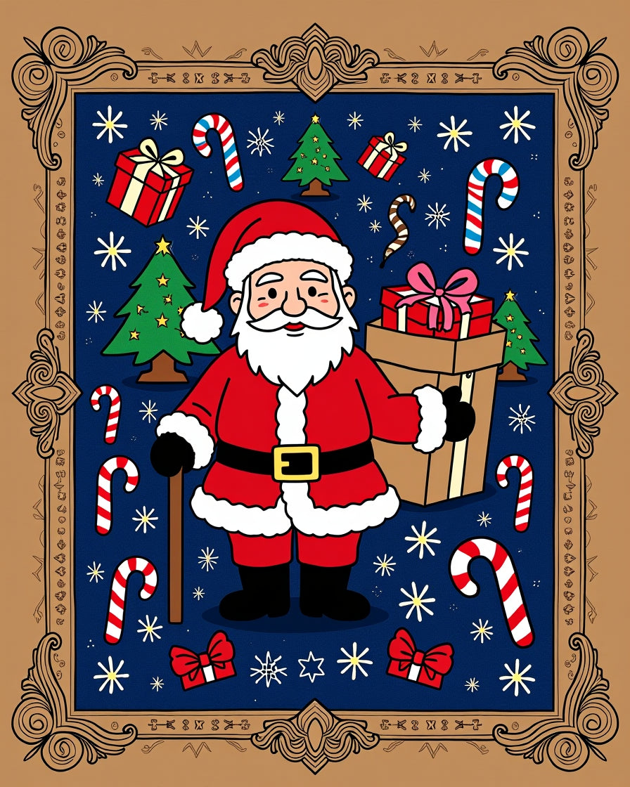 Santa Claus Christmas Festive Pattern Rug
