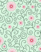 Whimsical Pink Floral Swirl Pattern Rug
