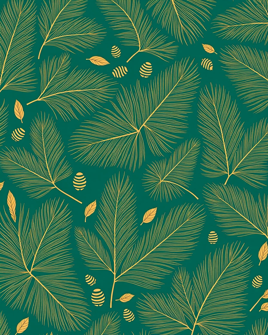 Emerald Green Golden Feather Forest Rug