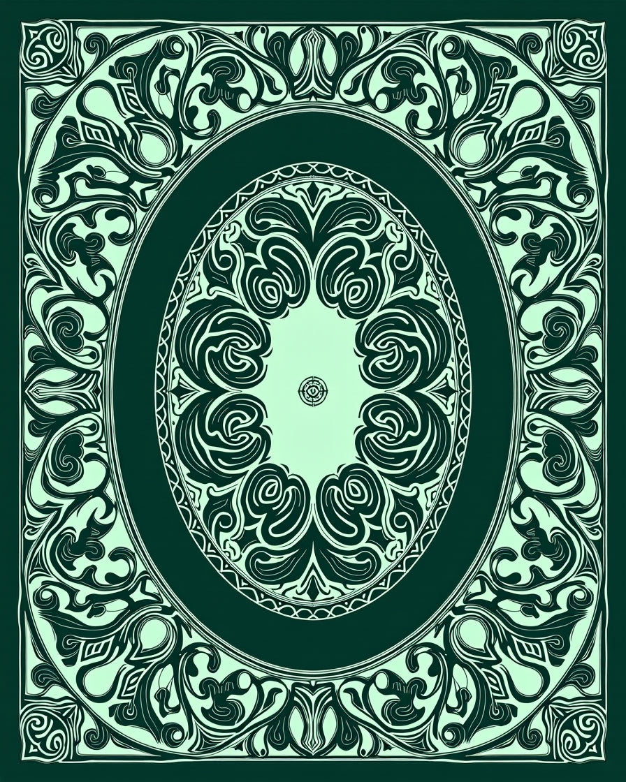 Elegant Floral Oval Frame Rug
