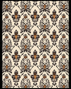 Classic Black Brown Damask Pattern Rug