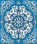 Blue White Intricate Floral Pattern Rug