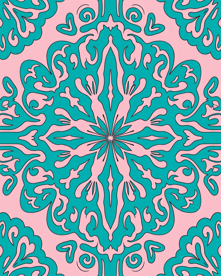 Teal Floral Pattern Decorative Rug