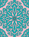 Teal Floral Pattern Decorative Rug
