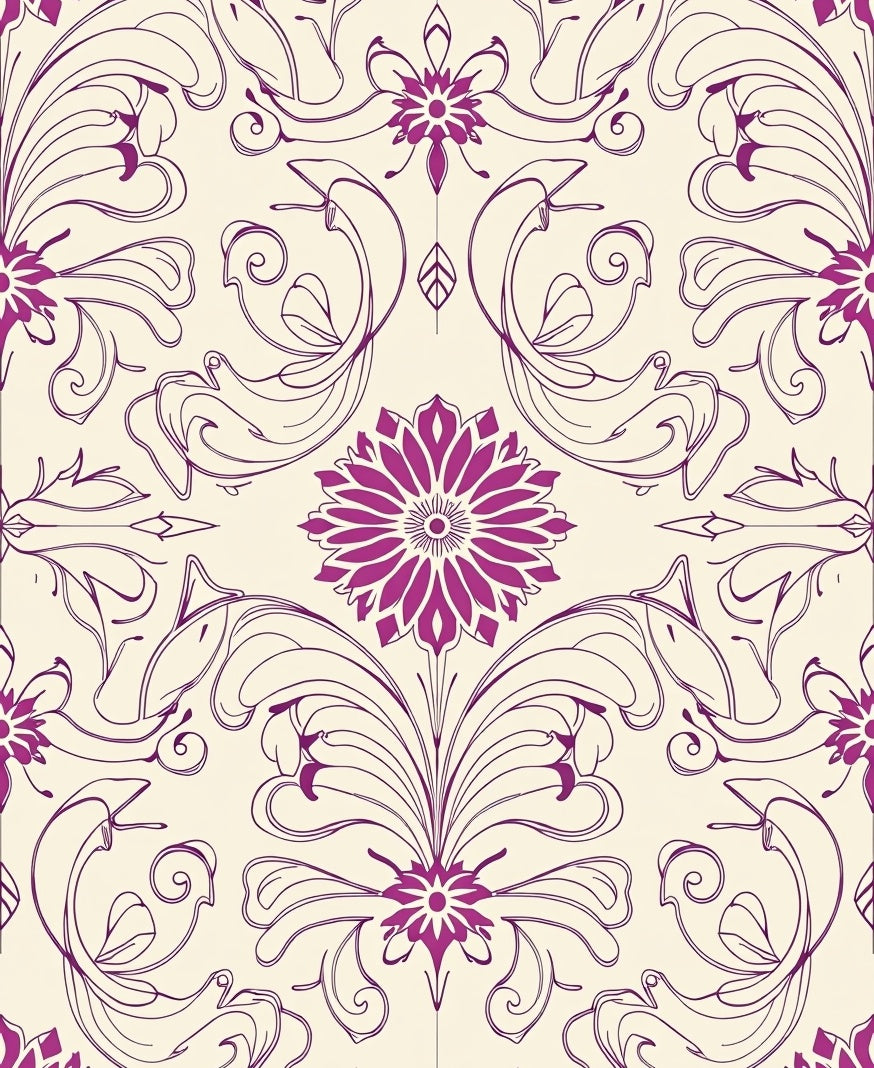 Elegant Floral Swirls Pattern Design Rug