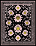 Pink Daisy Floral Scroll Design Rug