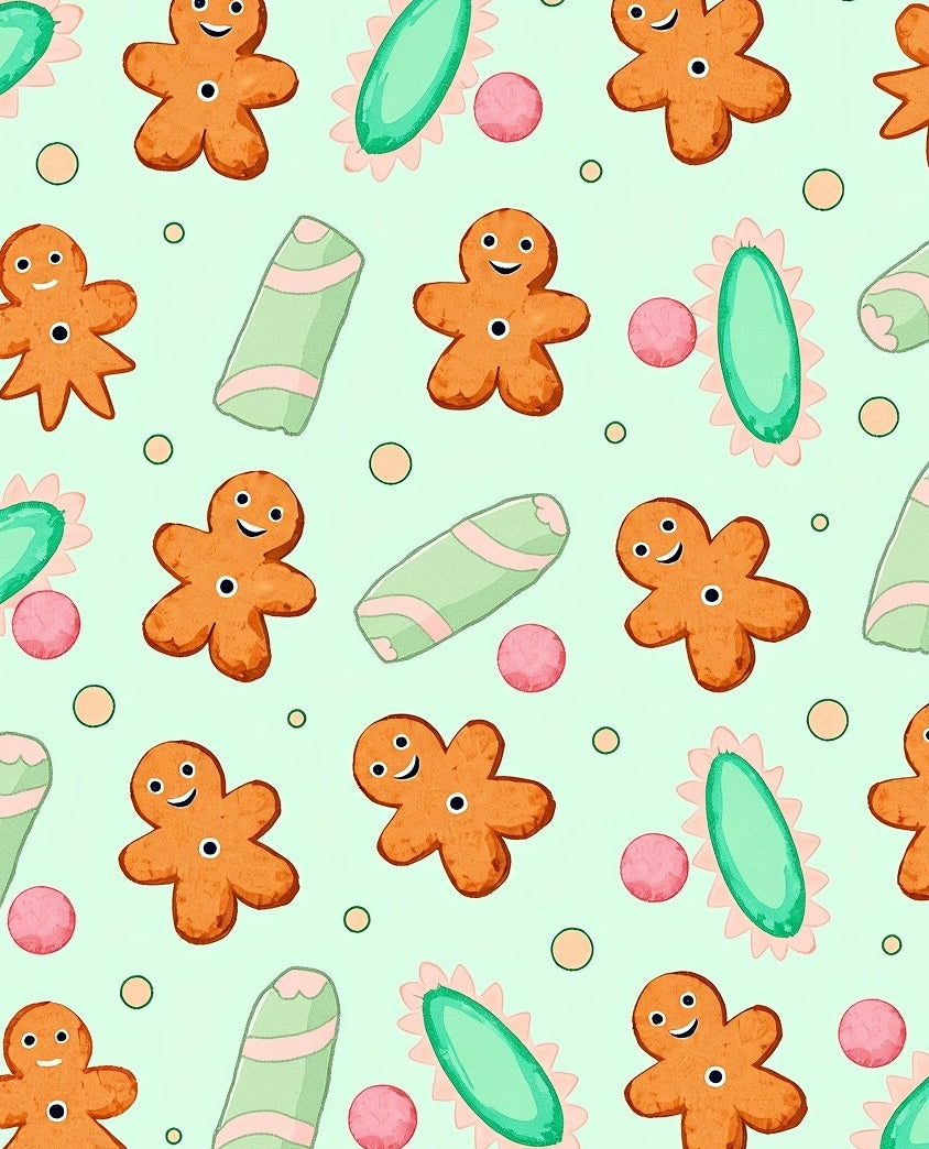 Gingerbread Pattern with Candy Accents Rug