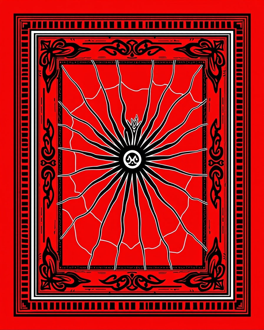 Bold Spiderweb And Floral Motif Rug