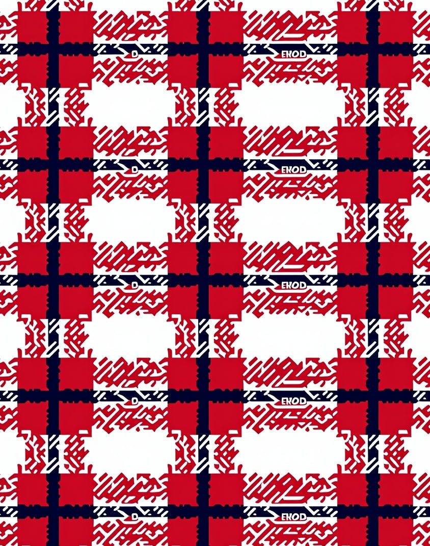 Red Navy White Plaid Pattern Design Rug