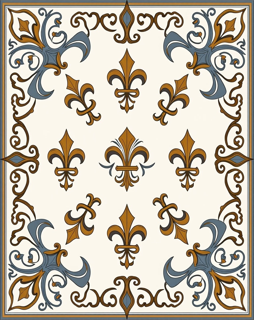 Regal Fleur De Lis Patterned Rug