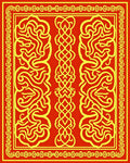 Red Gold Abstract Intertwined Pattern Rug