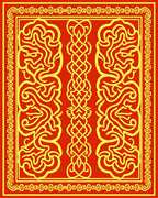 Red Gold Abstract Intertwined Pattern Rug