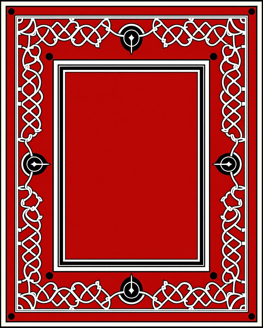 Crimson Red Celtic Knot Decorative Frame Rug