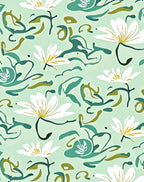 Abstract Floral Water Lily Pattern Rug
