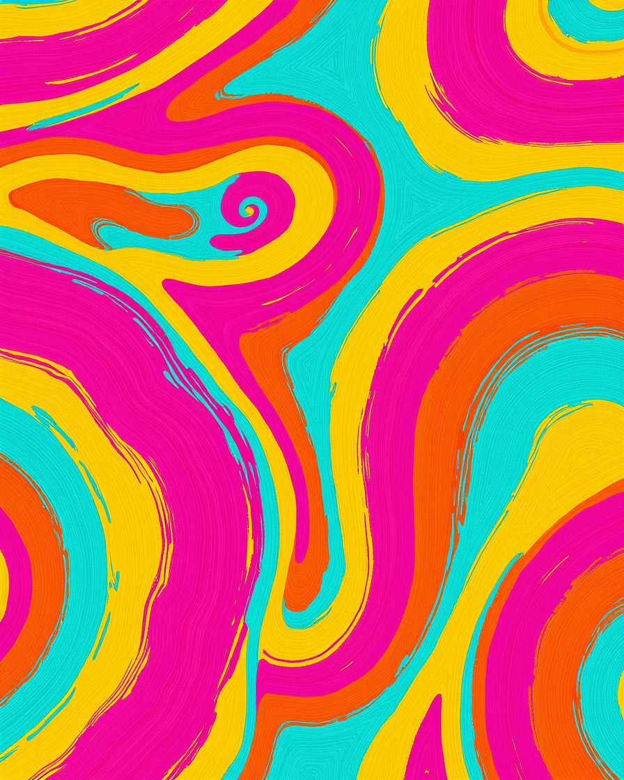Abstract Swirls Bright Color Rug