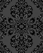 Ornate Black Mandala Pattern Rug