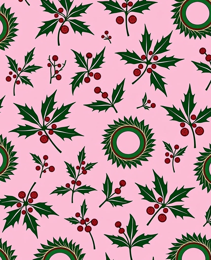 Festive Holly Berry Pattern Design Rug