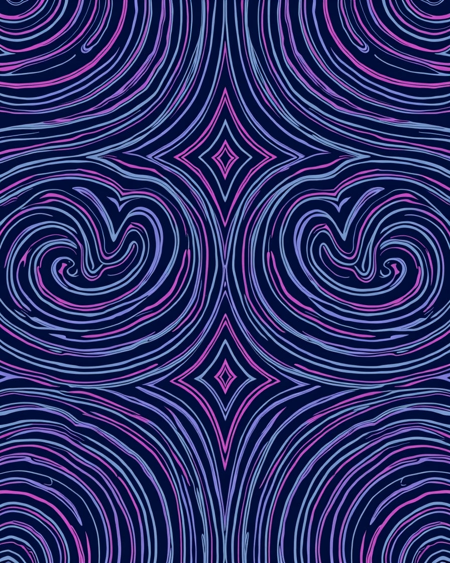 Abstract Swirls With Diamond Shapes Rug