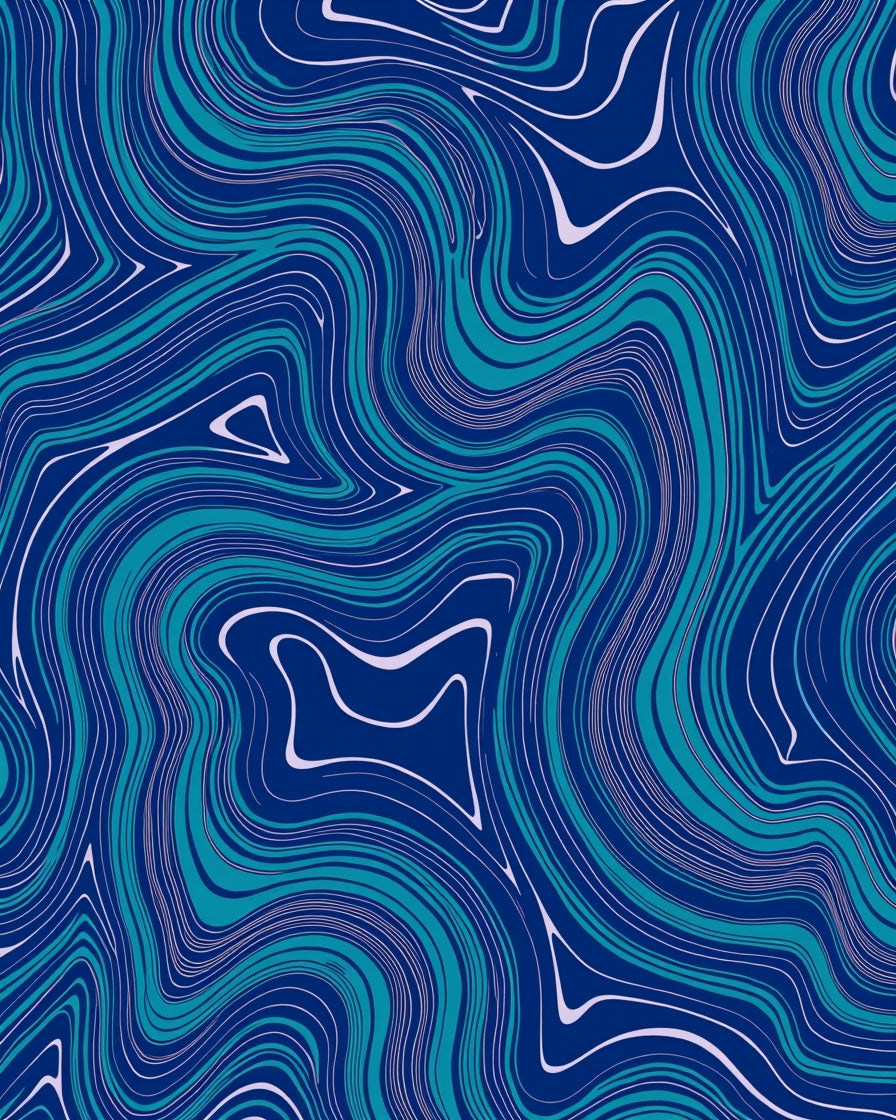 Abstract Blue Teal Swirl Design Rug