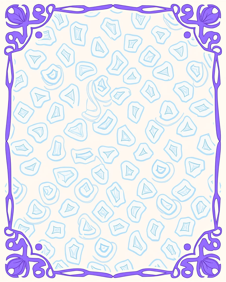 Purple Floral Art Nouveau Stone Pattern Rug