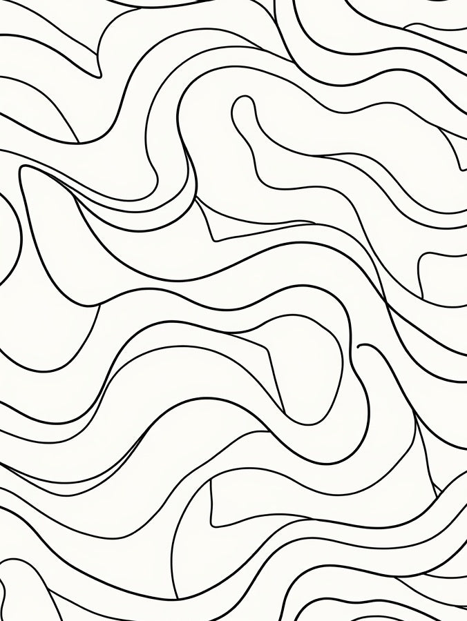 Minimalist Flowing Black Line Art Rug
