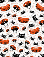Whimsical Black Cats Orange Shapes Rug