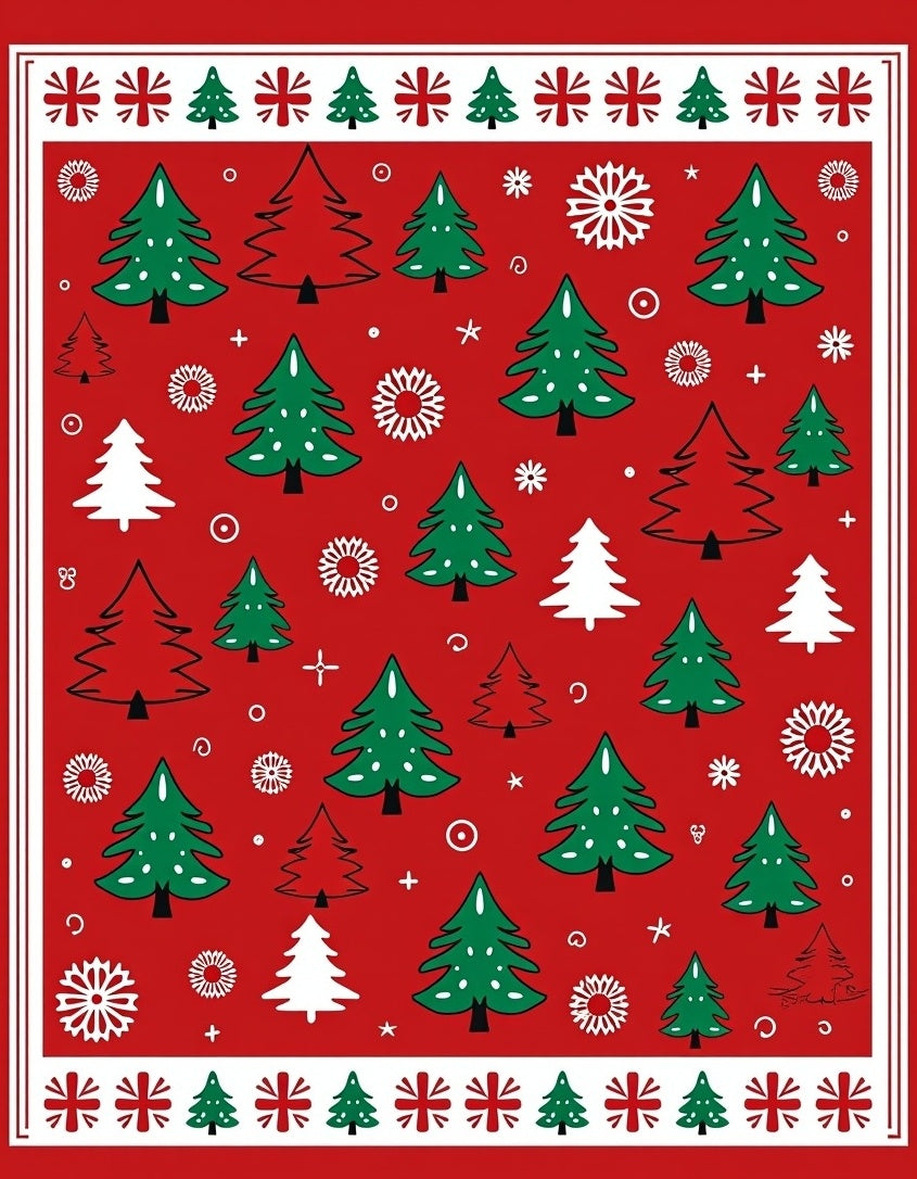 Festive Evergreen Tree Pattern Rug