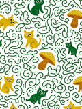 Whimsical Cats and Mushrooms Pattern Rug