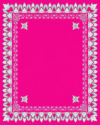 Ornate Pink Floral Leaf Border Rug