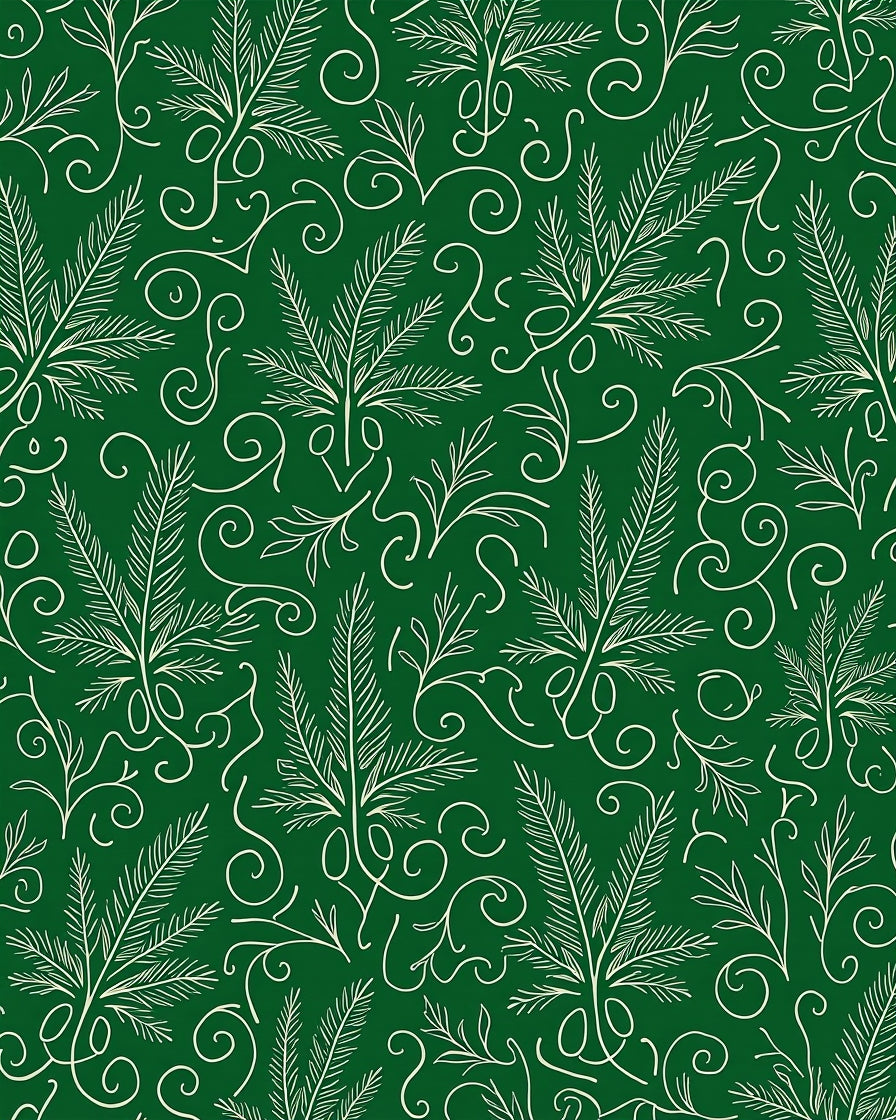 Green Leaf Swirls Pattern Rug