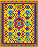 Vibrant Yellow Geometric Floral Pattern Rug