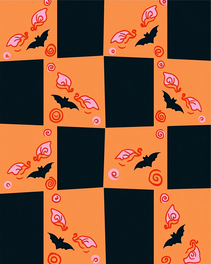 Whimsical Bats Swirls Pattern Rug