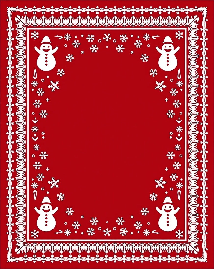 Snowman Snowflake Festive Whimsical Pattern Rug