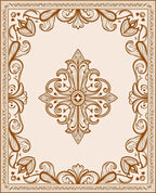 Brown Ornate Floral Center Medallion Rug