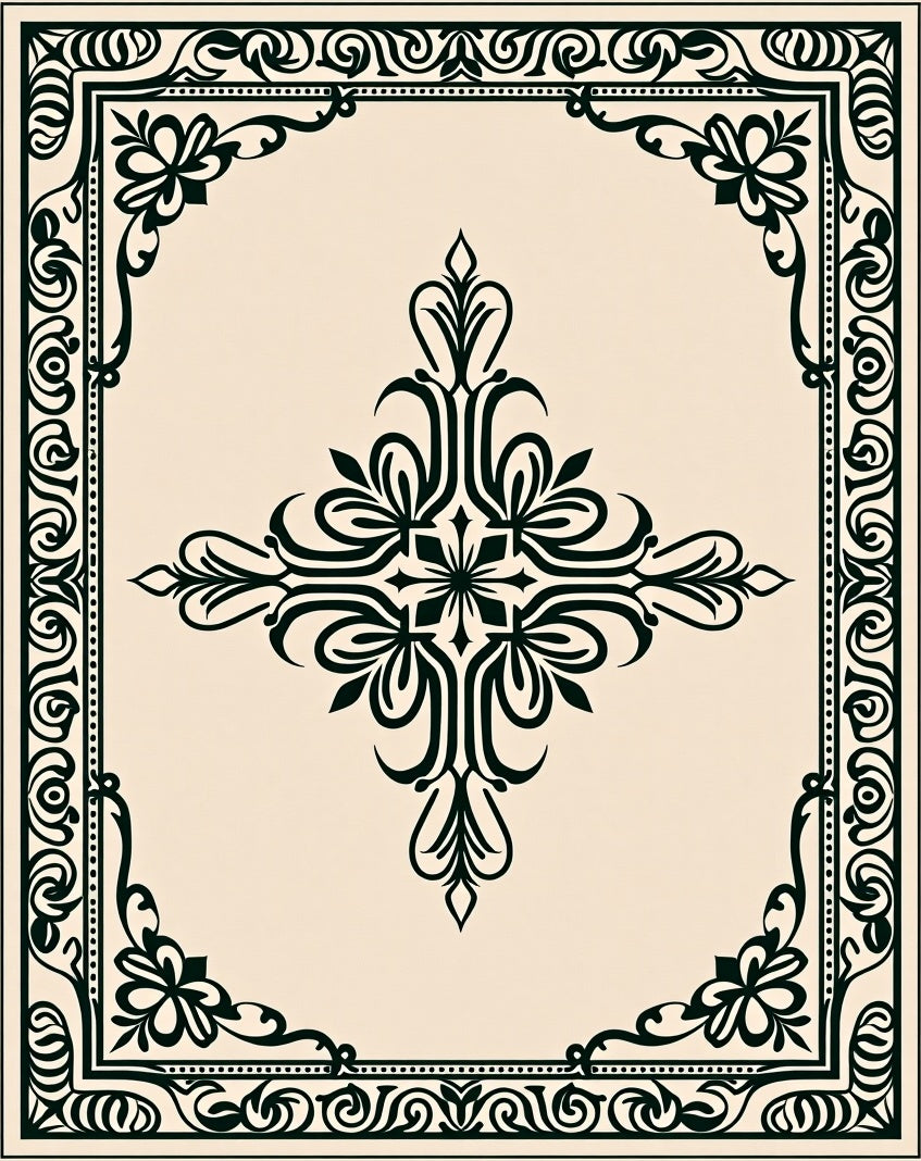 Damask Inspired Floral Cross Pattern Rug