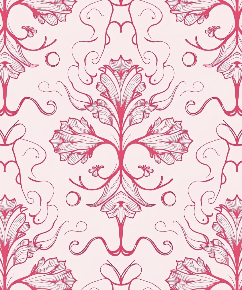 Pink Floral Art Nouveau Design Rug
