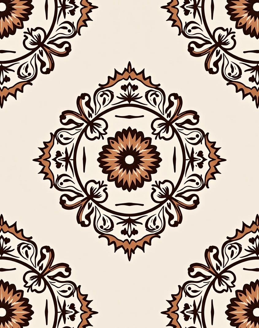 Ornate Floral Medallion Pattern Rug