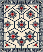 Intricate Red Floral Geometric Border Rug