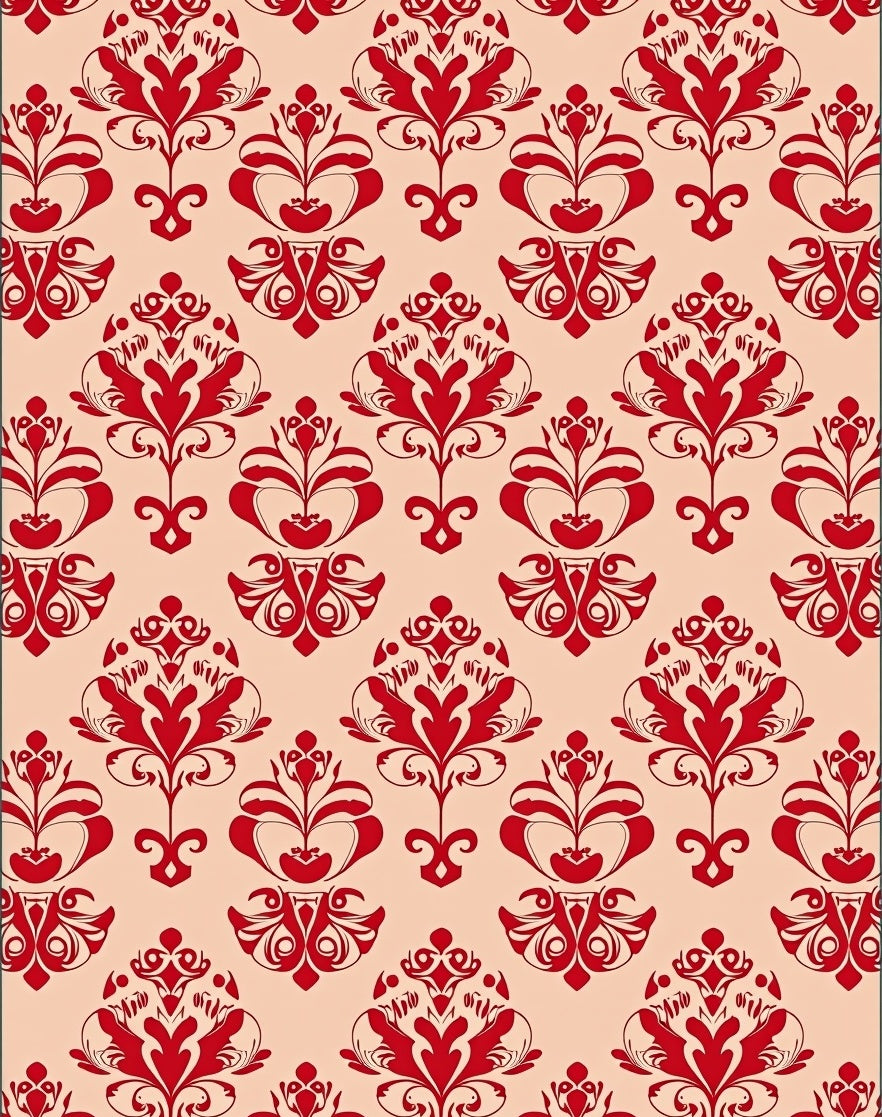 Classic Red Floral Damask Pattern Rug