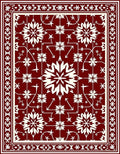 Deep Red Floral Starburst Pattern Rug