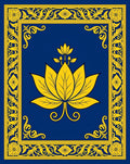 Royal Blue Gold Floral Lotus Rug