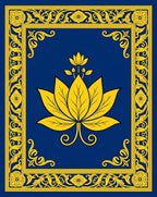 Royal Blue Gold Floral Lotus Rug