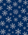 White Snowflake Patterned Dark Blue Rug