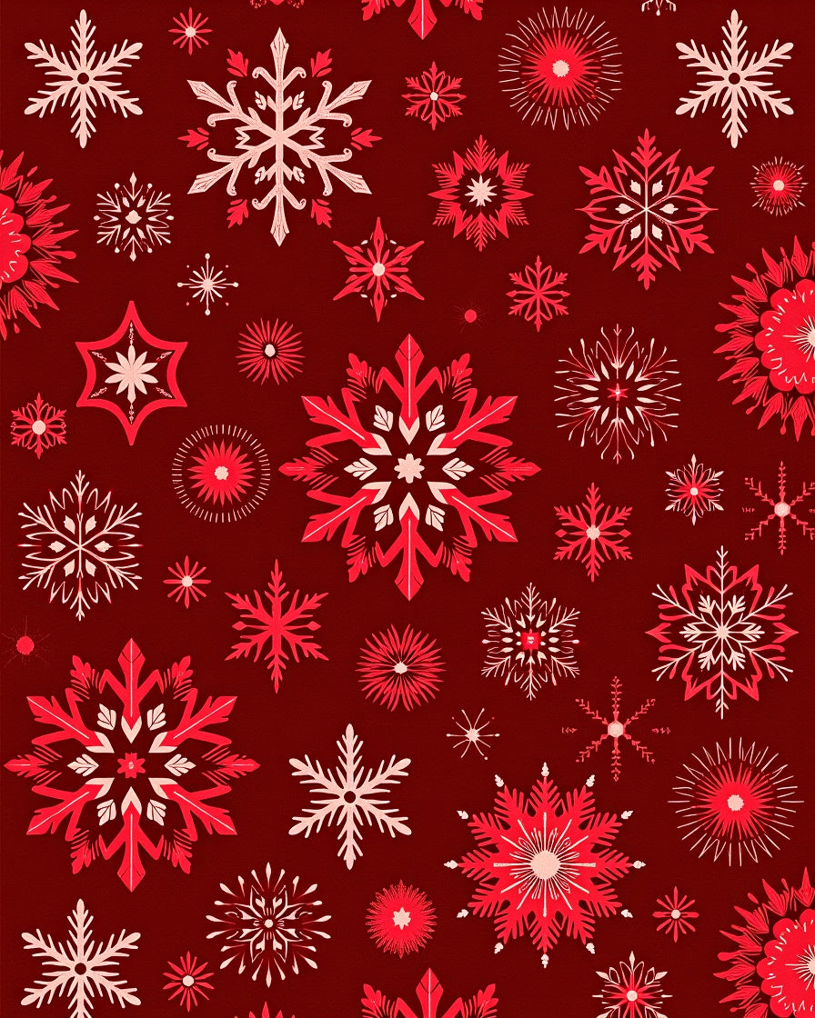 Red White Snowflake Pattern Decor Rug