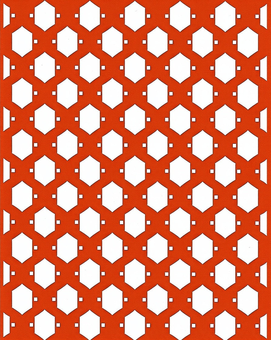 Orange Hexagonal Lattice Woven Pattern Rug