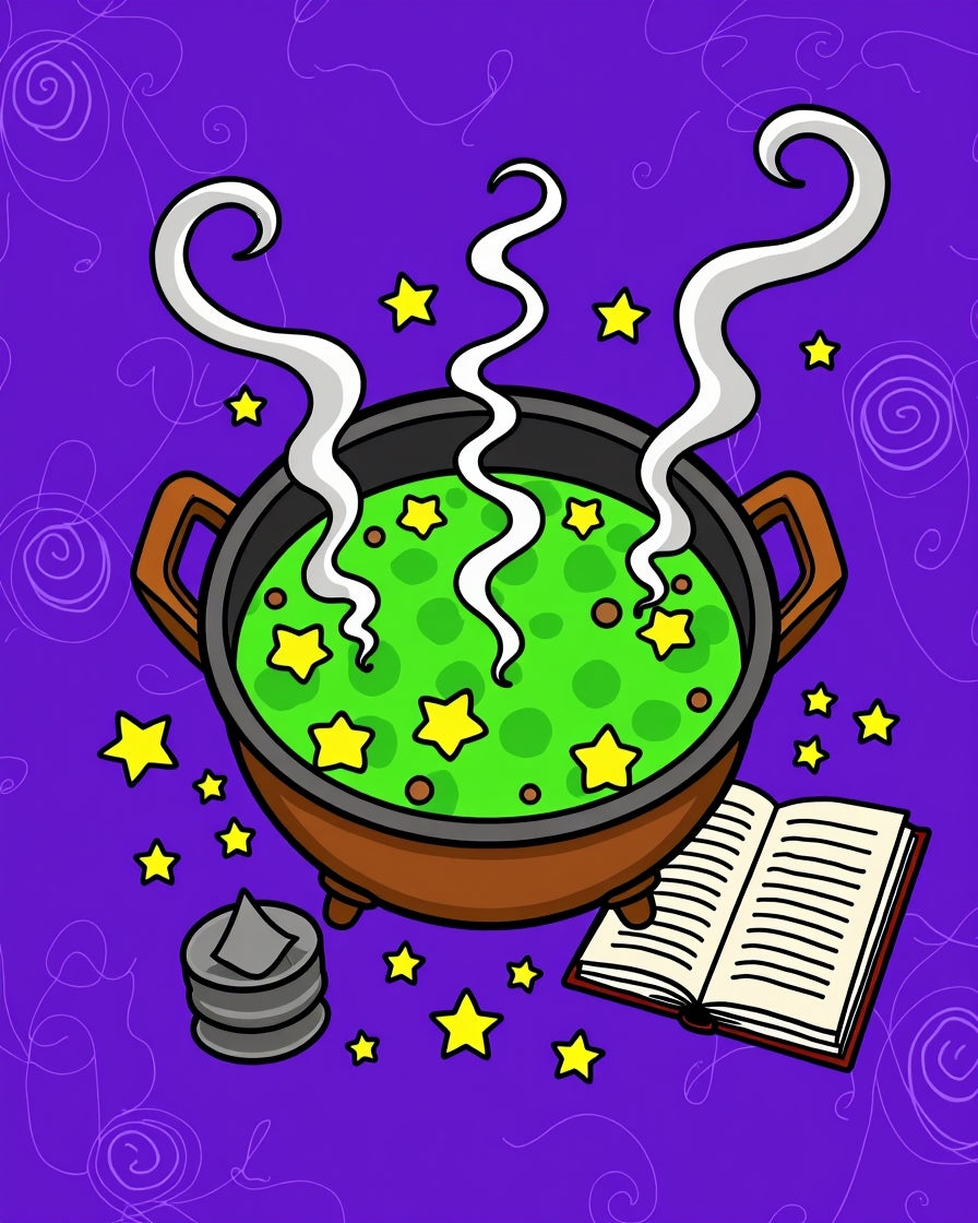 Whimsical Cauldron Stars Pattern Rug