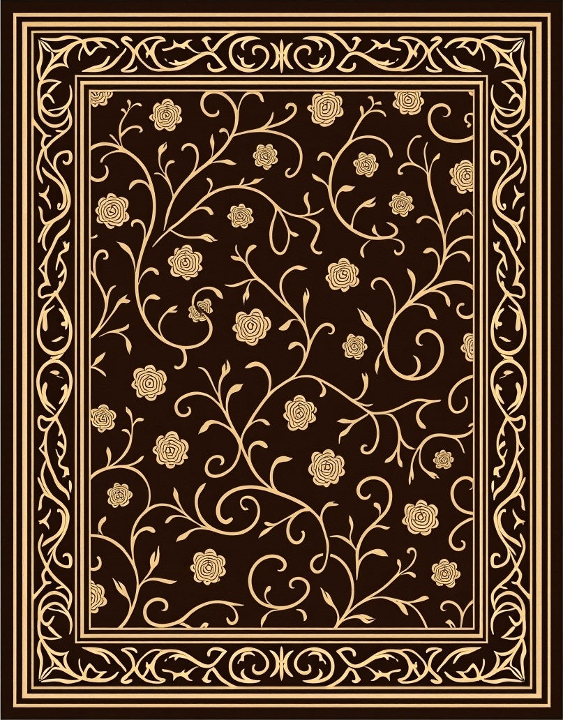 Elegant Floral Vine Scroll Pattern Rug
