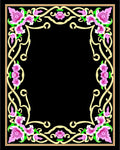 Pink Rose Swirl Floral Border Design Rug