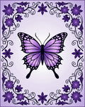 Purple Butterfly Floral Vine Design Rug