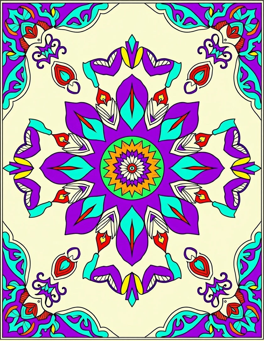 Vibrant Floral Mandala Design Rug